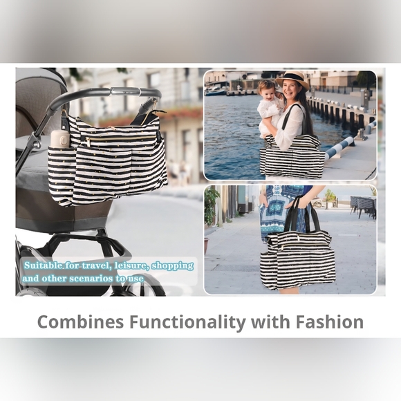 Fanfaree Unisex Lg Travel Tote/Baby Bag w/ Changing Pad & "Purse Pouch" - Picture 16 of 16